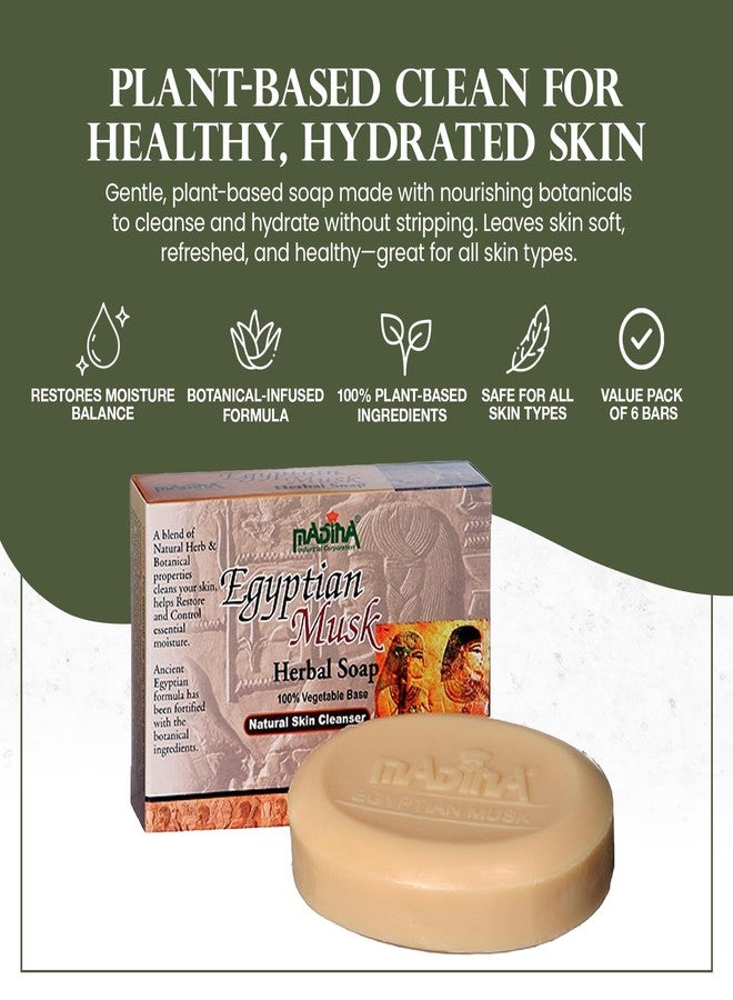 مدينة صابون المسك المصري من المدينة - مرطب، مغذي، مصنوع من مكونات نباتية 100%، حلال، منظف لطيف لجميع أنواع البشرة، تركيبة نباتية، عبوة من 6 قطع (3.5 أونصة لكل قطعة) - Image 2